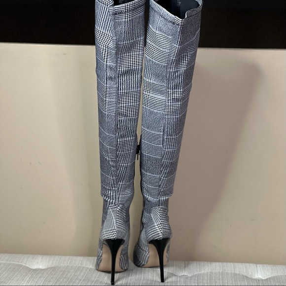 Beth Multi Plaid Pull on Stretch Tall Boots - Picture 5 of 13